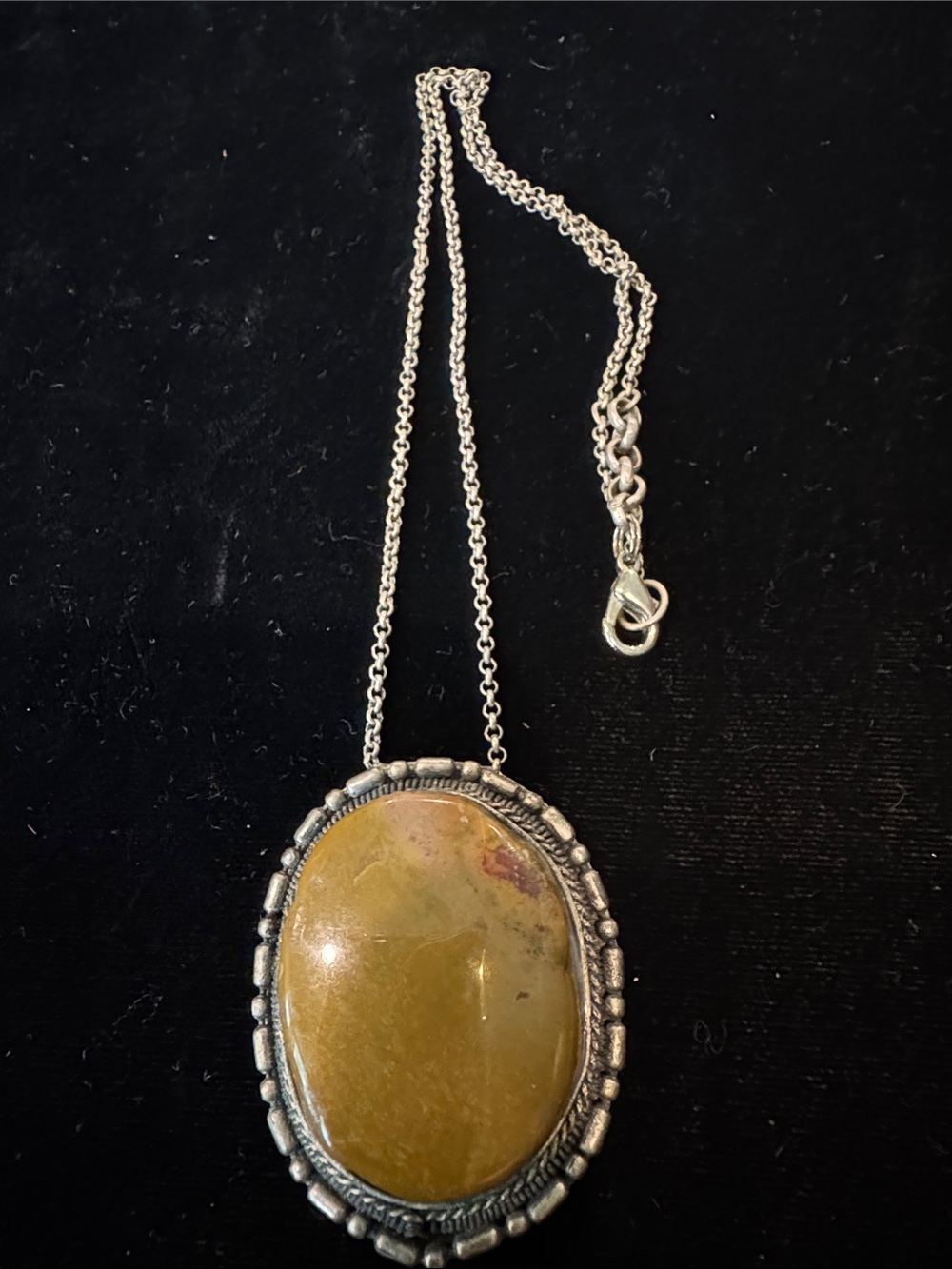 Yellow/Brown Jasper Oval Pendant Necklace - DIY - Unbranded AS-IS